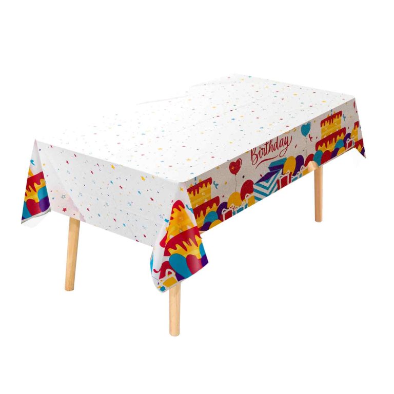 Birthday cake plastic tablecloth