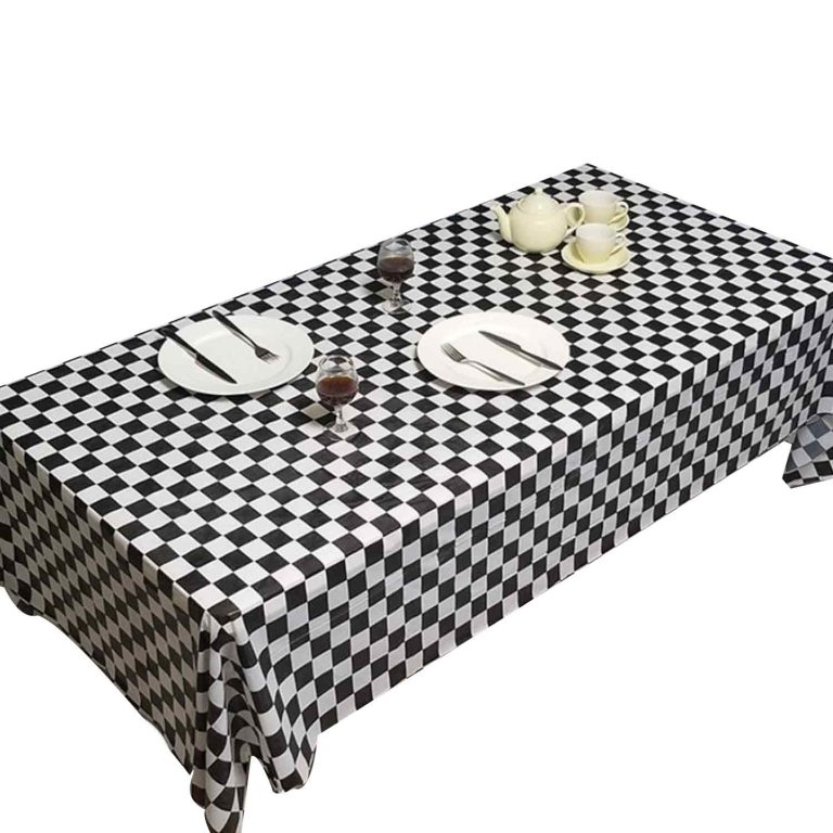Black and white checkerboard plastic tablecloth