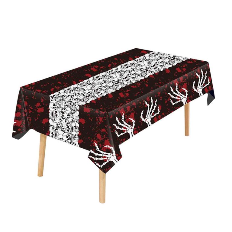 Black skeleton plastic tablecloth