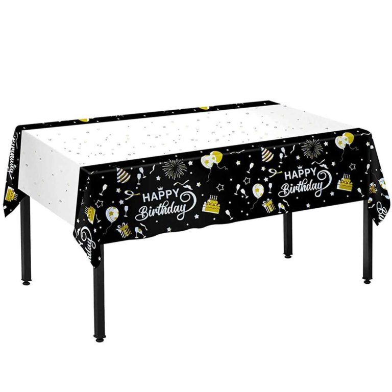 Black & white birthday party plastic tablecloth