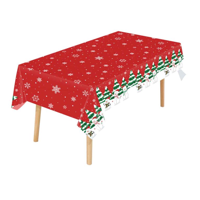 Christmas Snowman plastic tablecloth