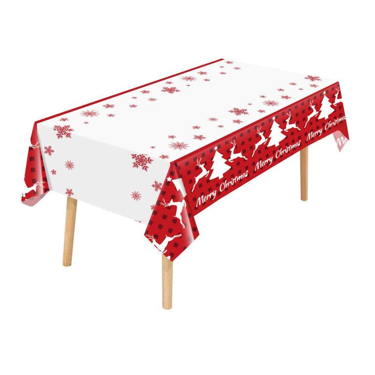 Christmas red elk plastic tablecloth