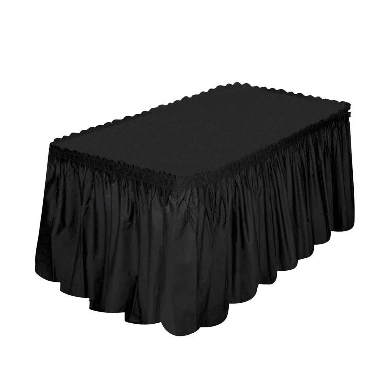 Black plastic table skirt