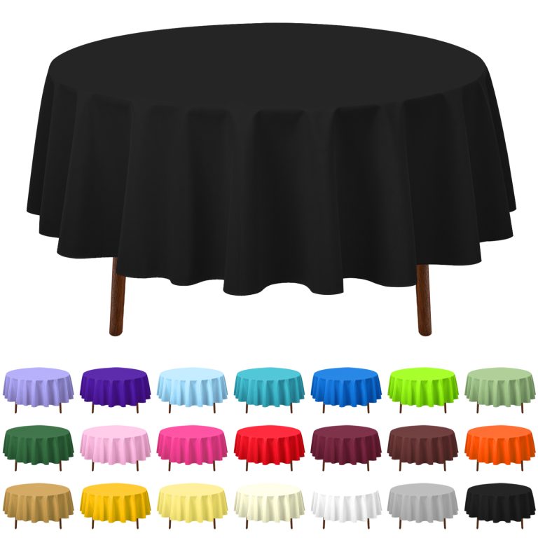 Black round plastic tablecloth