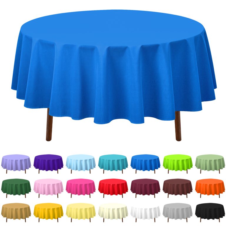 Blue round plastic tablecloth