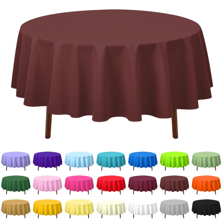 Brown round plastic tablecloth