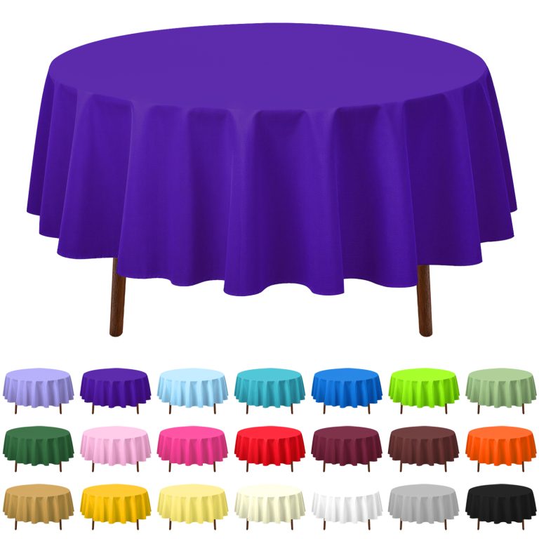 Dark purple round plastic tablecloth