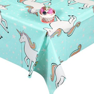Green Unicorn Plastic Tablecloth