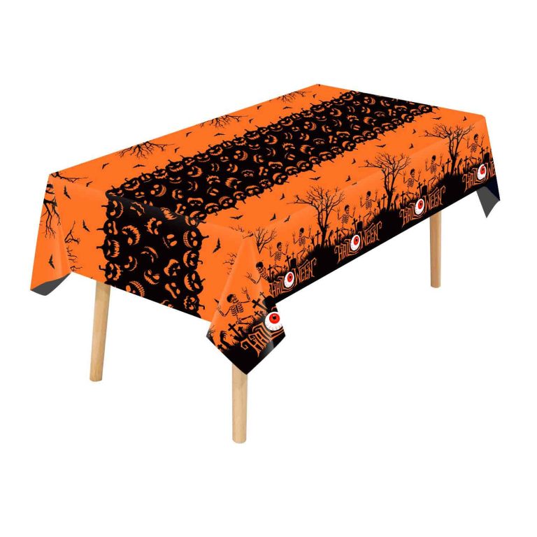 Halloween Orange Pumpkin Ghost Plastic Tablecloth