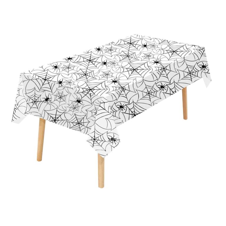 Halloween white spider web plastic tablecloth