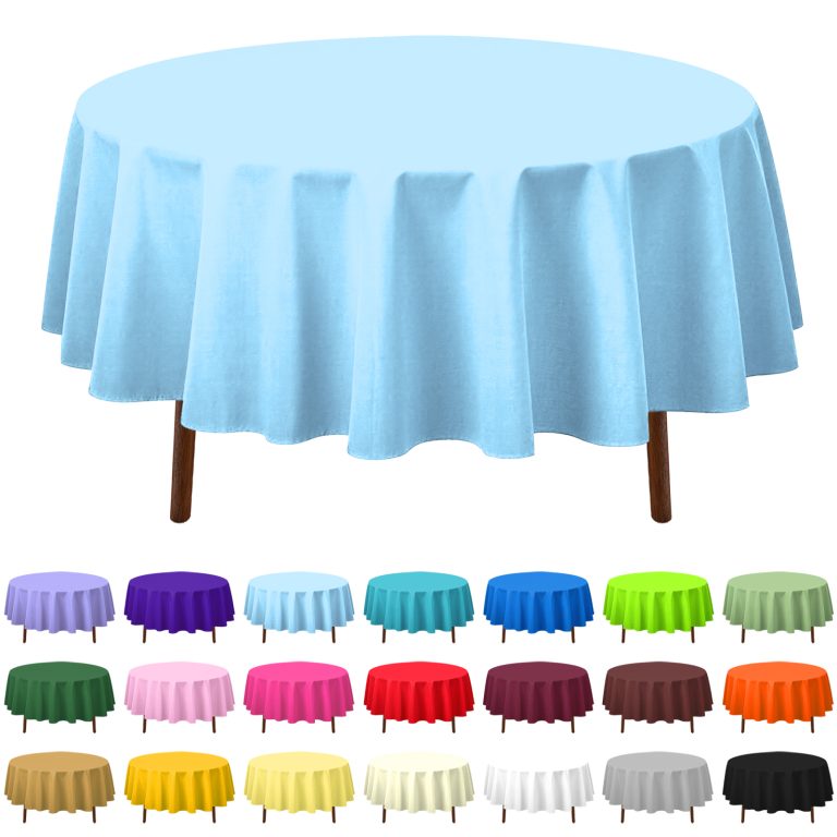 Light Blue round plastic tablecloth