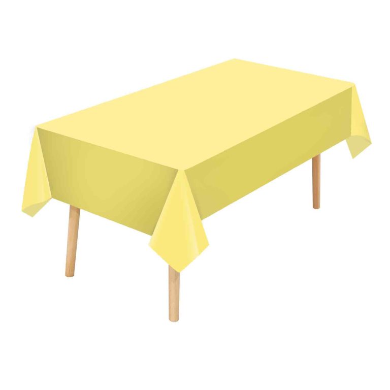 Light yellow plastic tablecloth