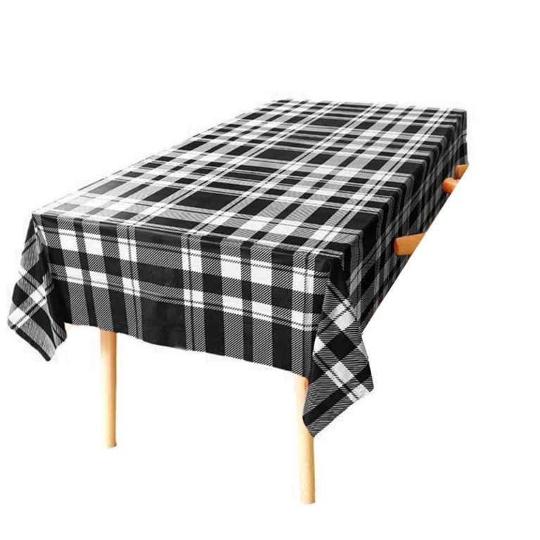 New black checkered plastic tablecloth