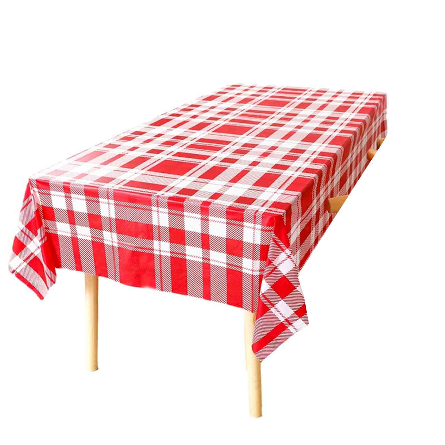 Wholesale New red checkered plastic tablecloth Manufacturer