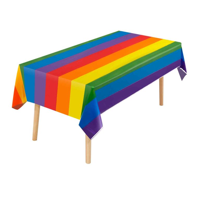 Rainbow plastic tablecloth