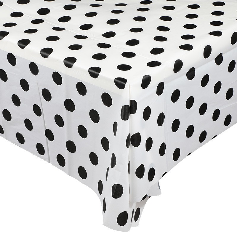 Wholesale White & black round dot plastic tablecloth Manufacturer