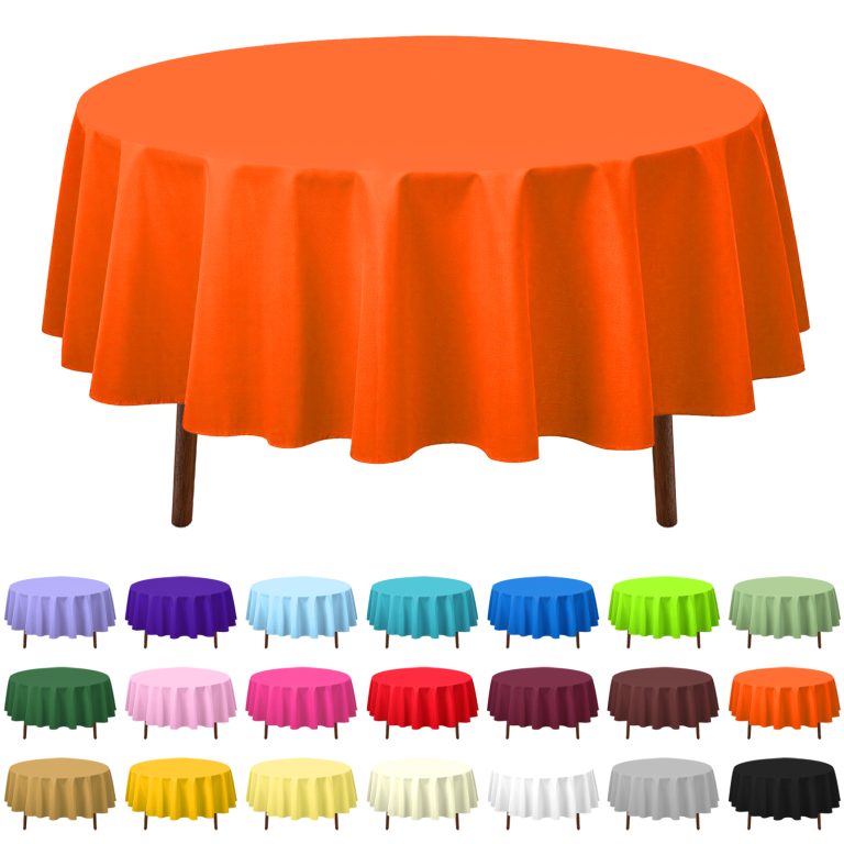 Orange round plastic tablecloth
