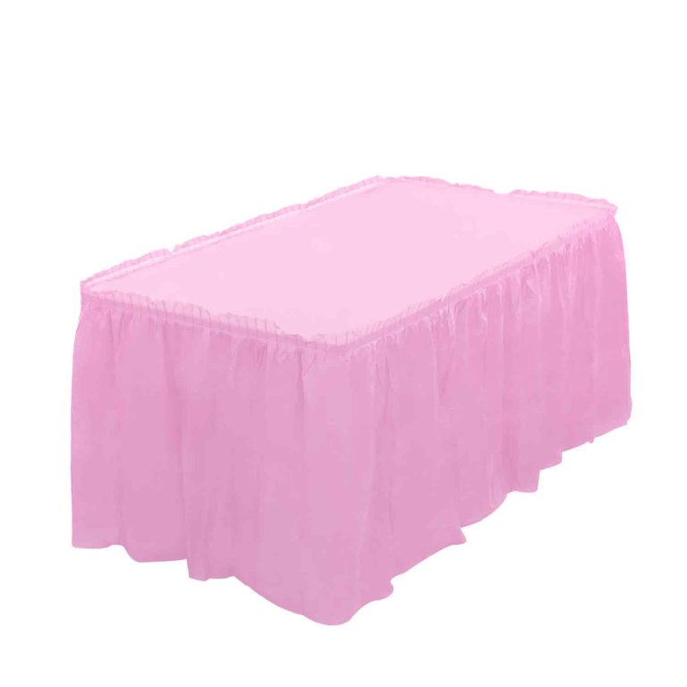 Pink plastic table skirt