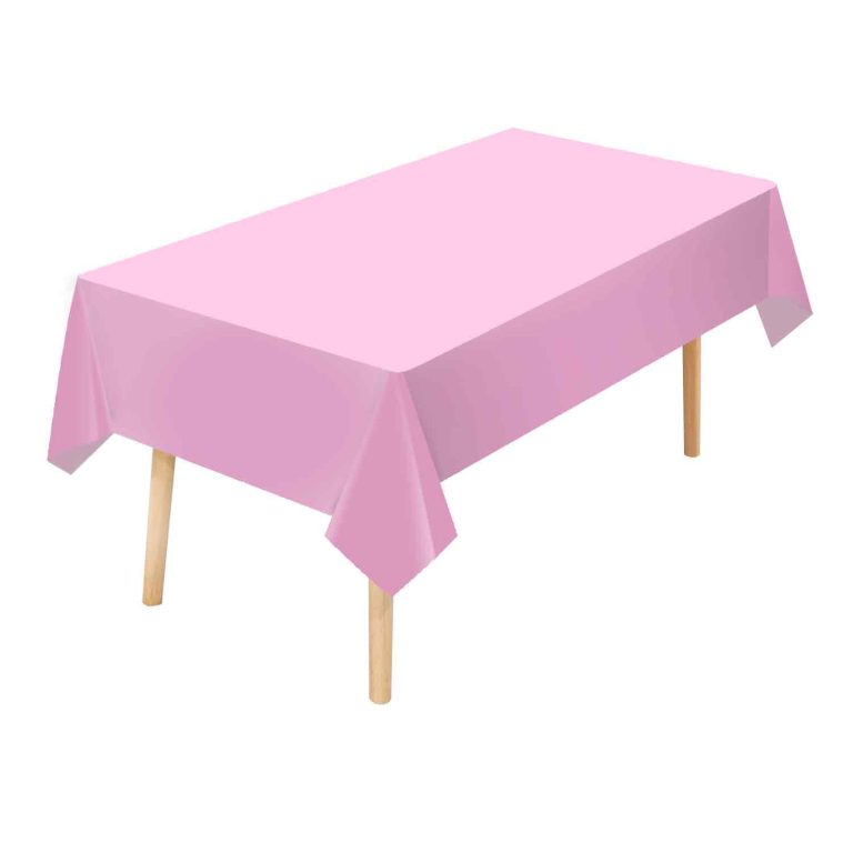 Pink plastic tablecloth