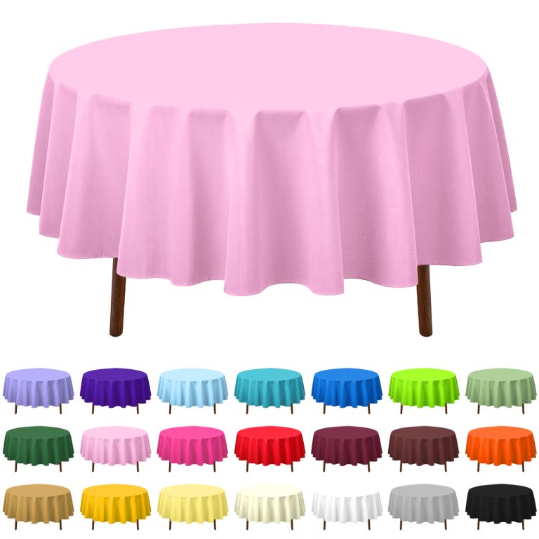 Pink round plastic tablecloth