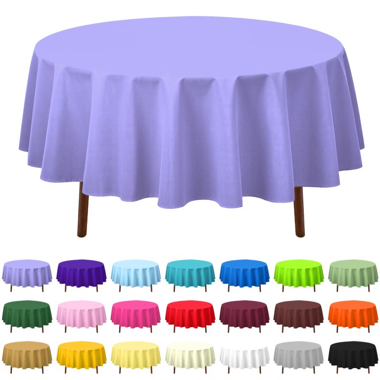 Purple round plastic tablecloth