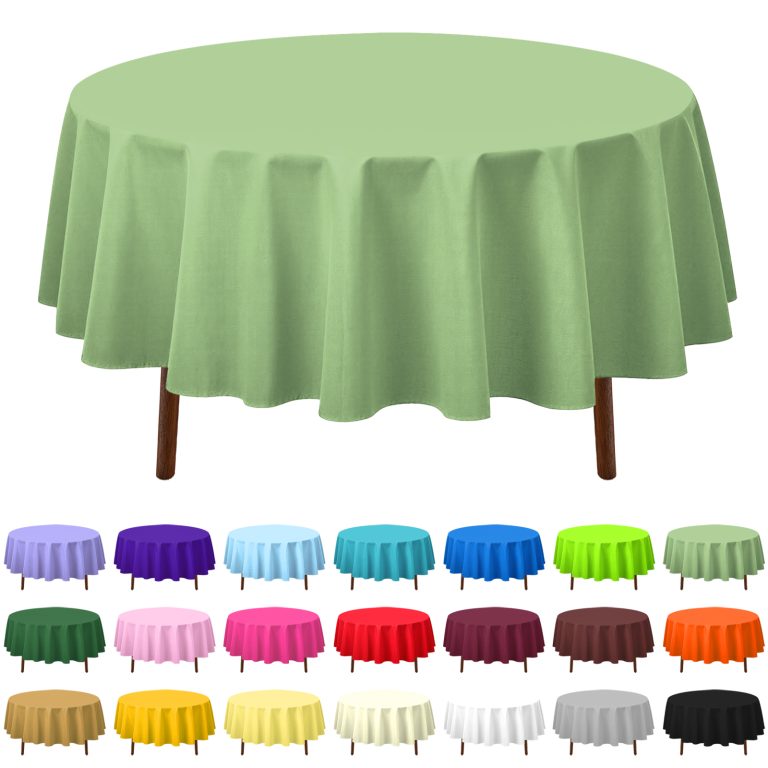 Sage green round plastic tablecloth