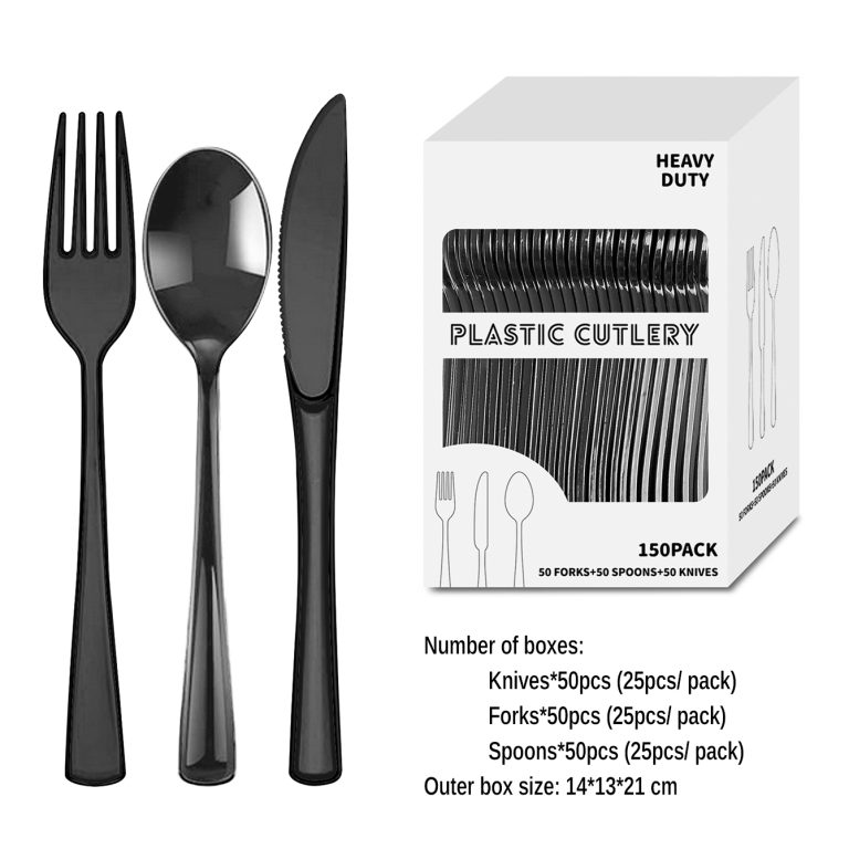 Black Clear Plastic Party Cutlery Set