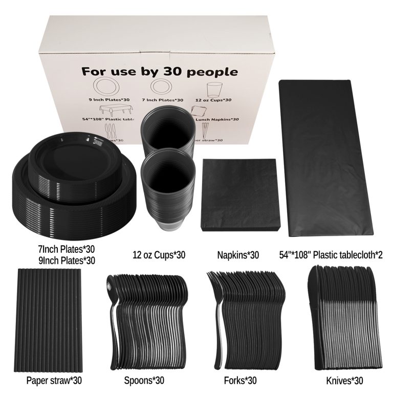 Black party tableware set