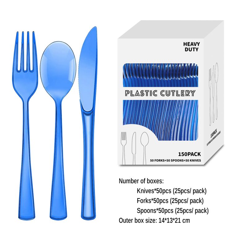 Blue Clear Plastic Party Cutlery Set