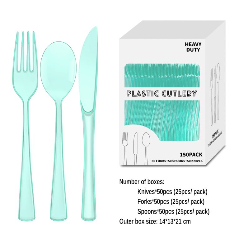 Light Blue Clear Plastic Party Cutlery Set