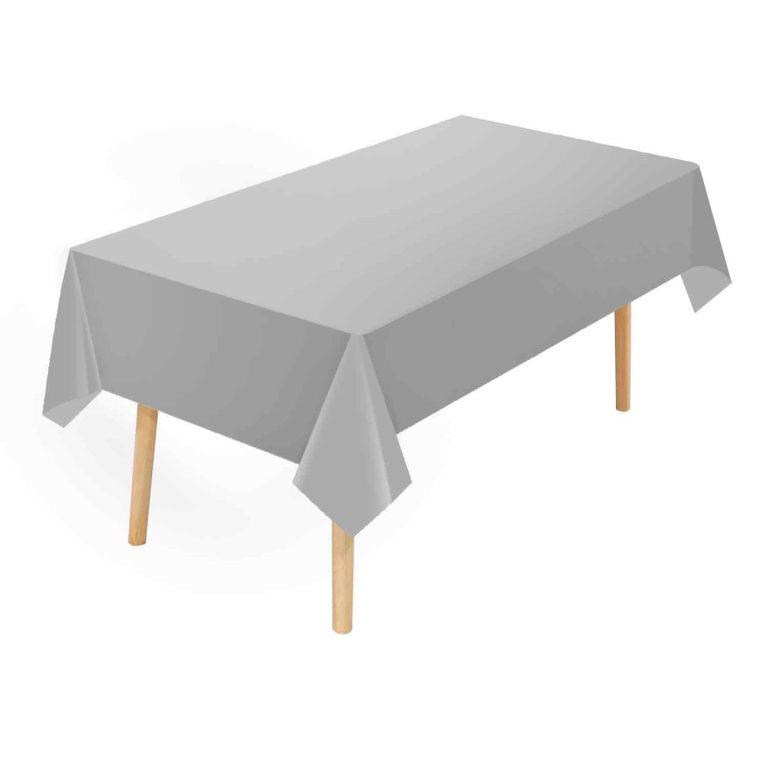 Silver grey plastic tablecloth