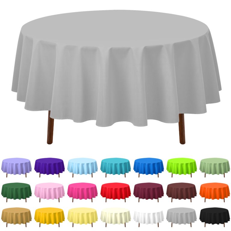 Silver grey round plastic tablecloth
