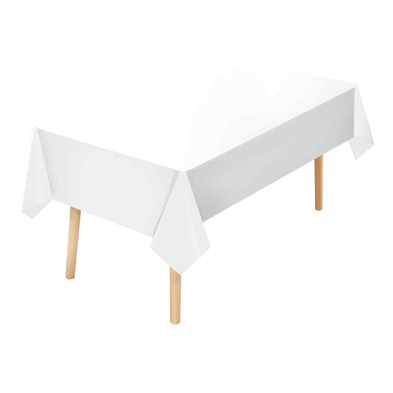 White plastic tablecloth