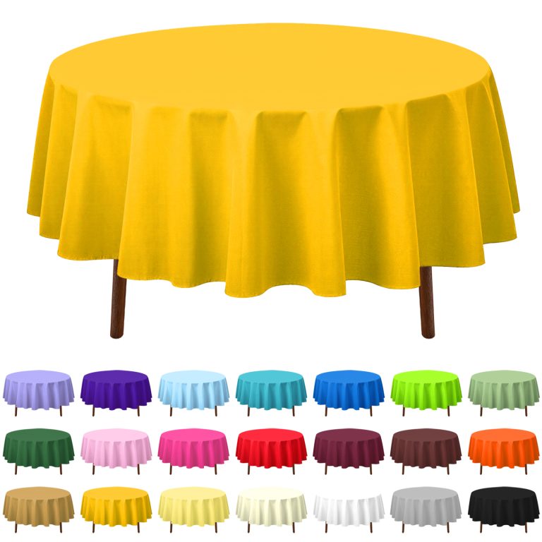 Yellow round plastic tablecloth