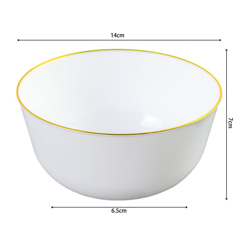 24oz Gold Rim Disposable Plastic Bowl