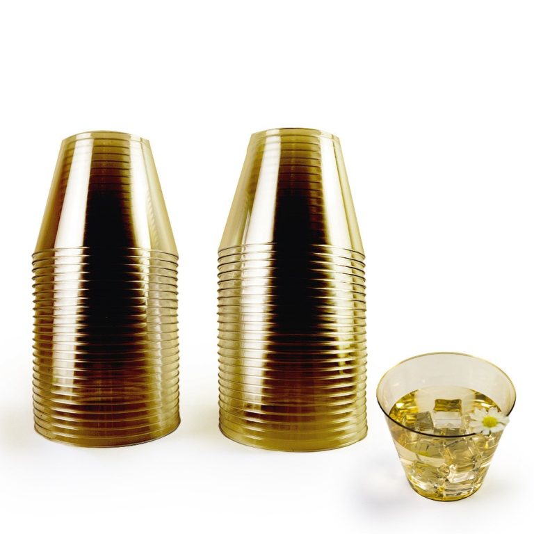 9 oz Gold Clear Plastic Cups Plastic Disposable Cups