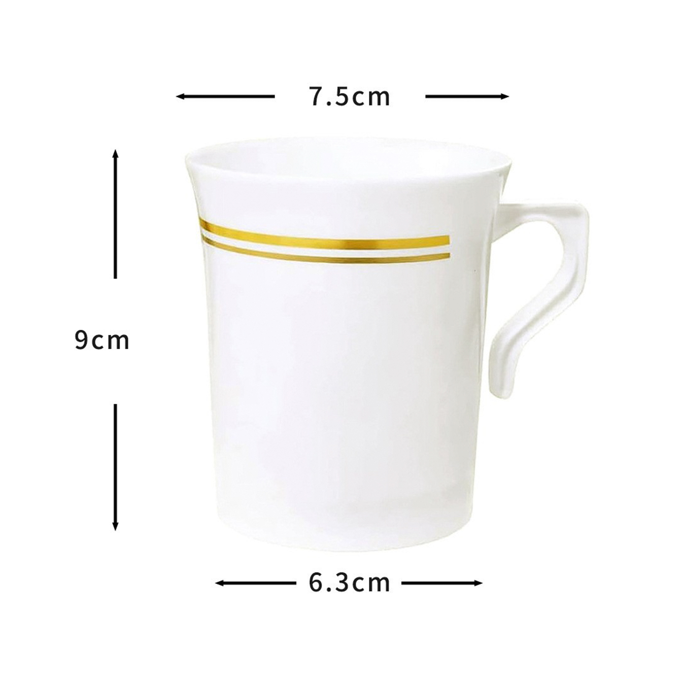 Wholesale Disposable White Plastic 9 oz. Coffee cups with Gold Trim Manufacturer