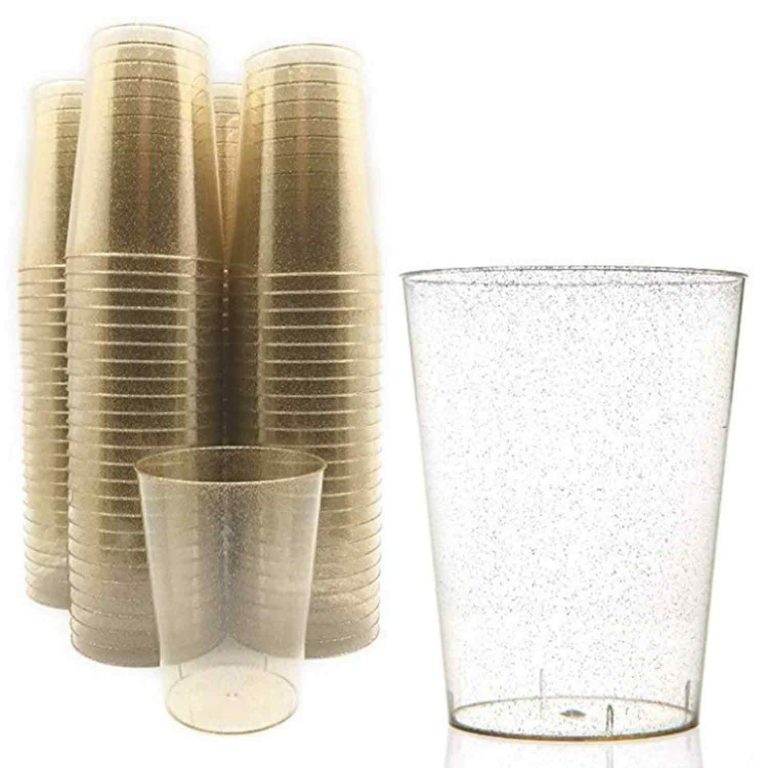 10oz Gold Glitter Plastic Cups
