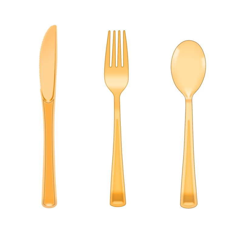 Orange Clear Plastic knife, fork, and spoon