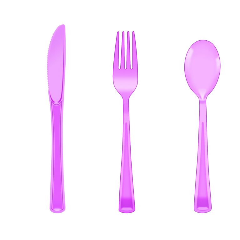 Purple Clear Plastic knife, fork, and spoon