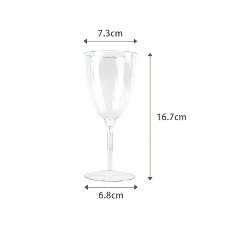 Transparent rippled plastic wine glass