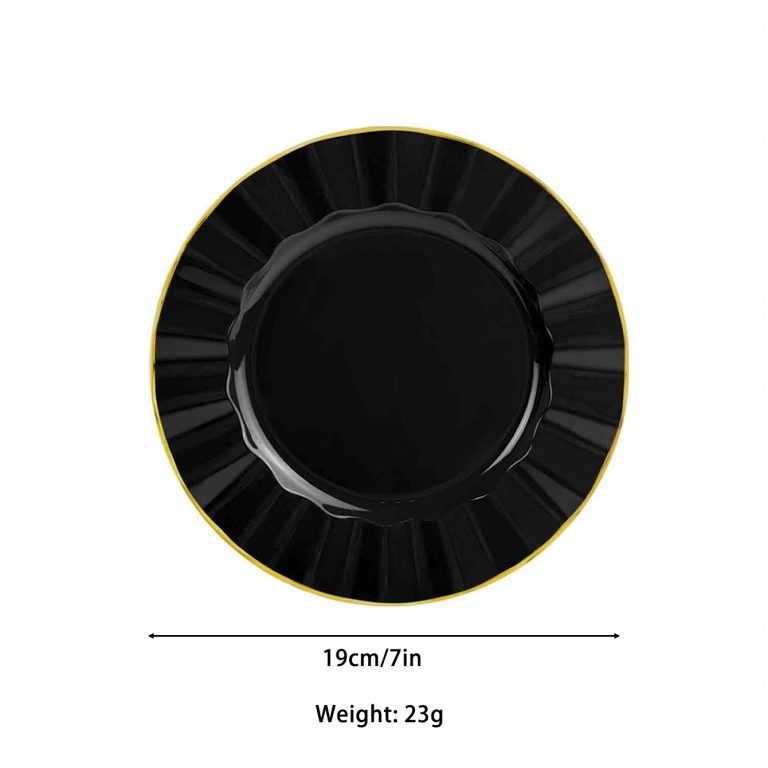 7 inch Black and Gold Plastic Plates