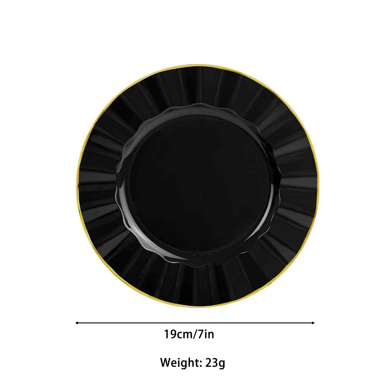 Wholesale 7 inch Black and Gold Plastic Plates Manufacturer