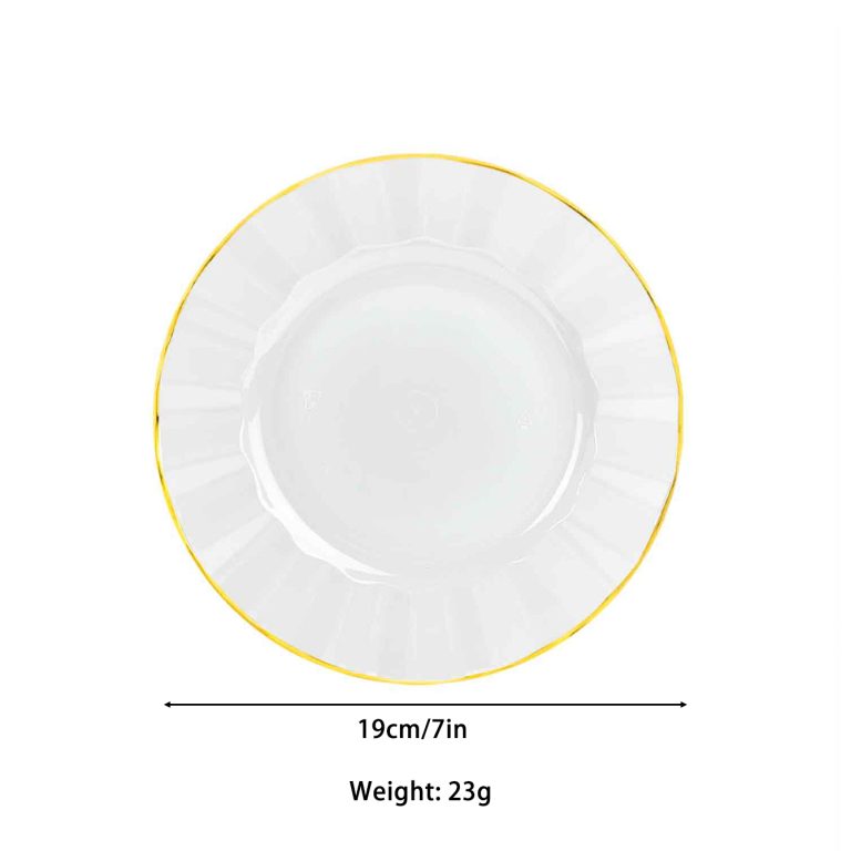 7 inch Clear and Gold Plastic Plates