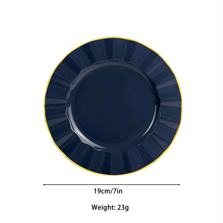 7 inch Dark Blue and Gold Plastic Plates