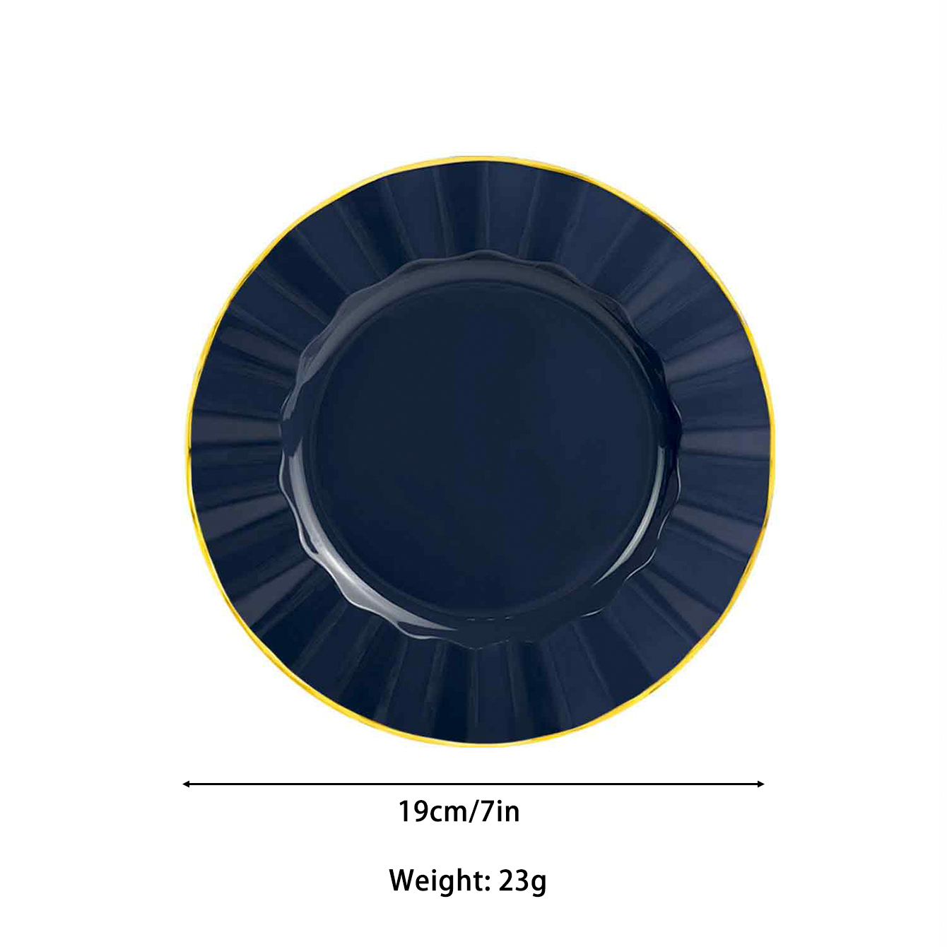 Wholesale 7 inch Dark Blue and Gold Plastic Plates Manufacturer