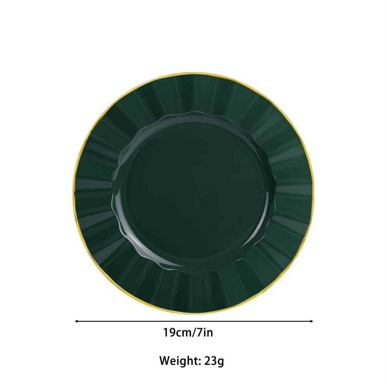 7 inch Dark Green and Gold Plastic Plates