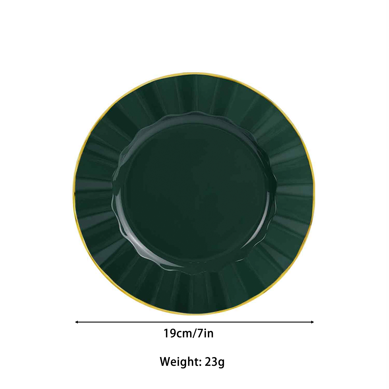 Wholesale 7 inch Dark Green and Gold Plastic Plates Manufacturer