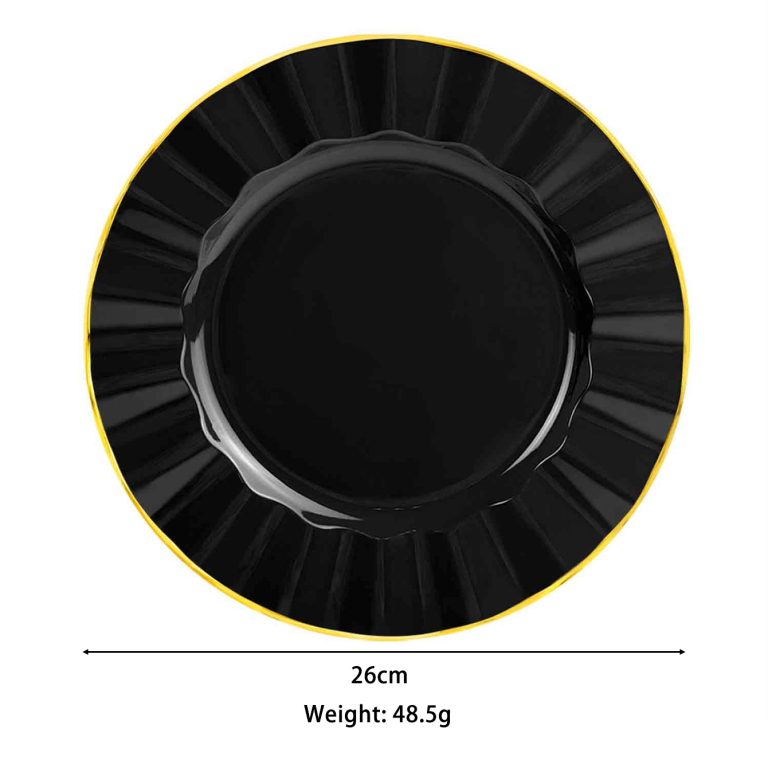 9 inch Black and Gold Plastic Plates