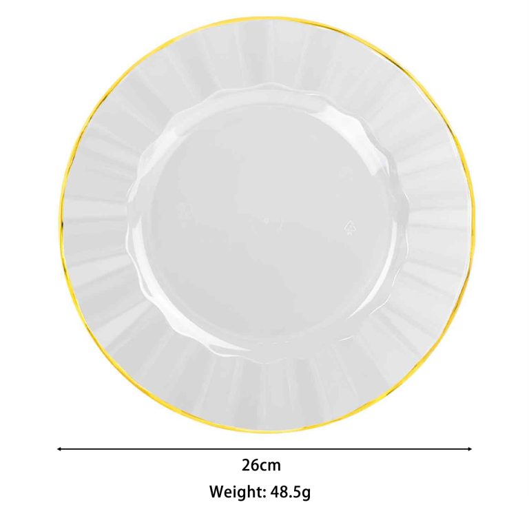 9 inch Clear and Gold Plastic Plates